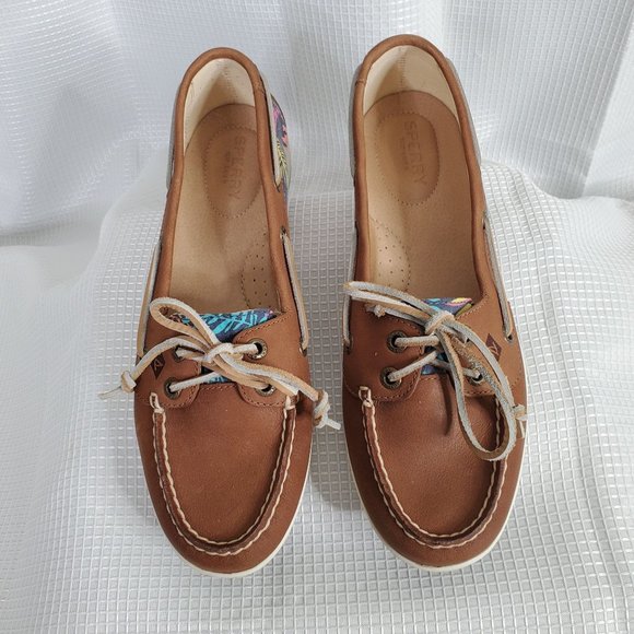 Sperry Shoes - Sperry Top Sider Womens Size 8.5 M Boat Deck Shoes Tan Leather Firefish Seaweed